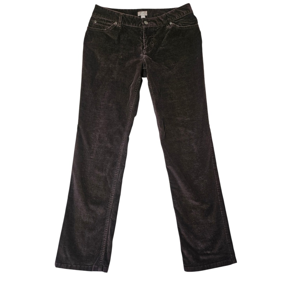 J. Jill Slim Straight Leg Corduroy Pants Dark Chocolate Brown Stretch 6 Petite